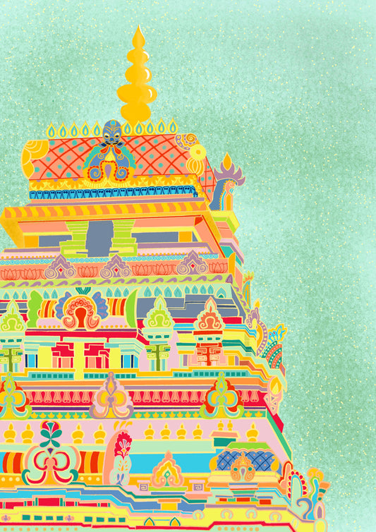 templeart, homedecor, wallart, pastelart, printsforsale, gopuram